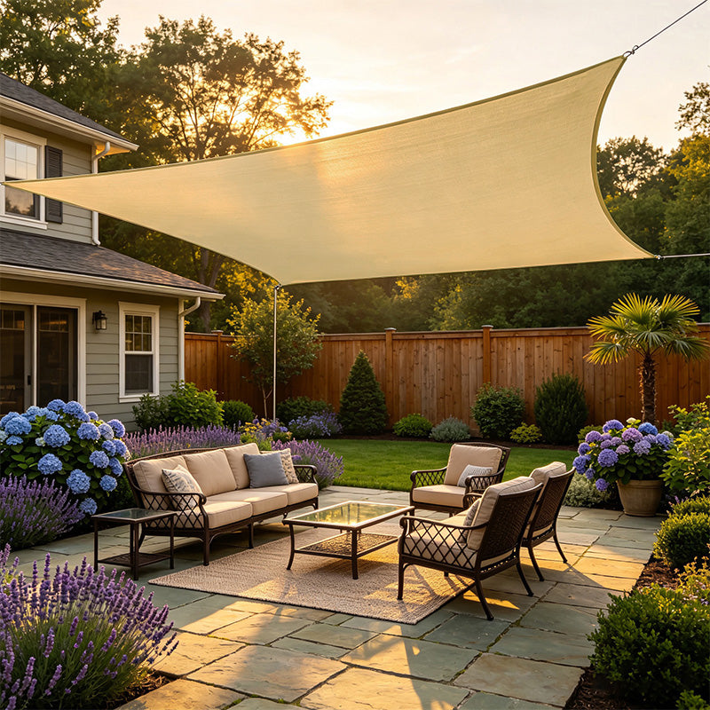 Heavy Duty Steel Cable HDPE Rectangle Sun Shade Sail
