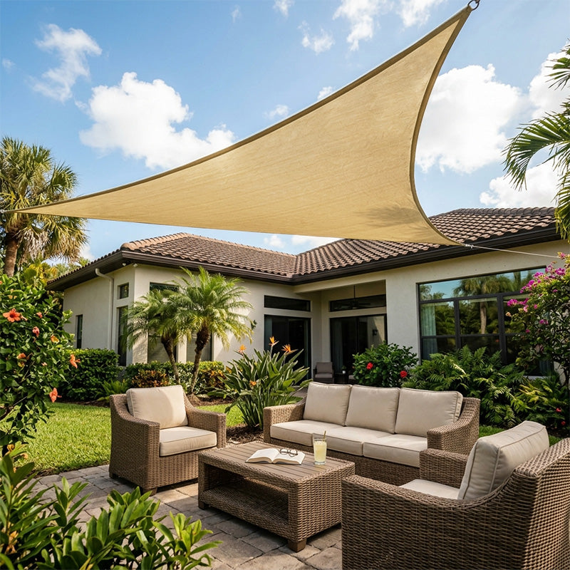 Heavy Duty Steel Cable HDPE Triangle Sun Shade Sail