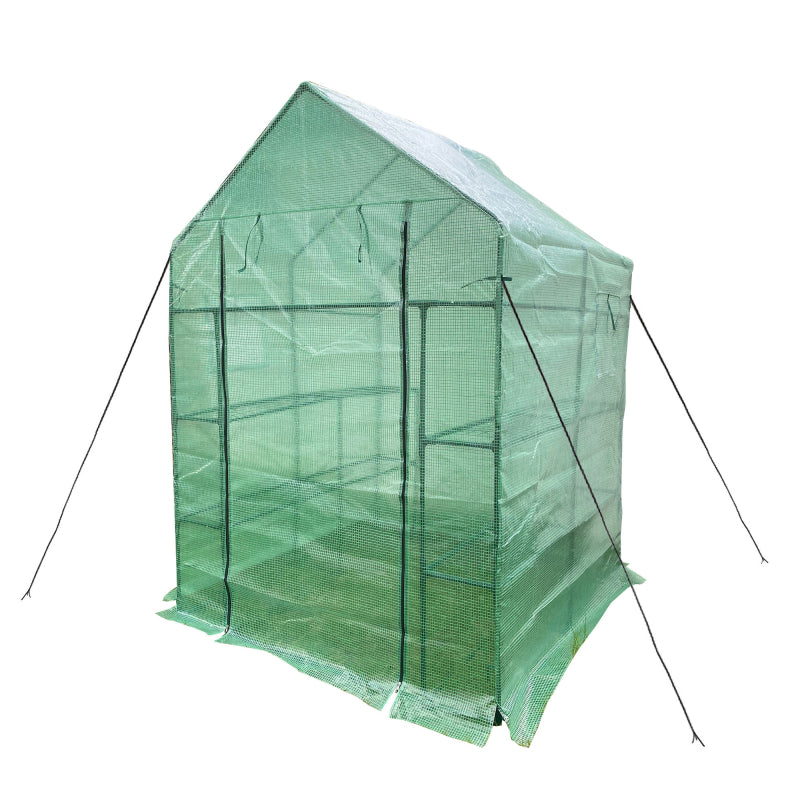 [KGORGE Plus] 56" W x 56" D x 76" H Outdoor Green House ,Walk-in Plant Gardening Greenhouse With 2 Tiers 8 Shelves