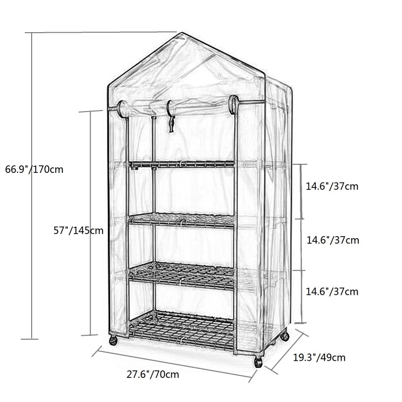 [KGORGE Plus] 4 Tiers Indoor Outdoor Mini Greenhouse With wheels-Use in Any Season for Plants