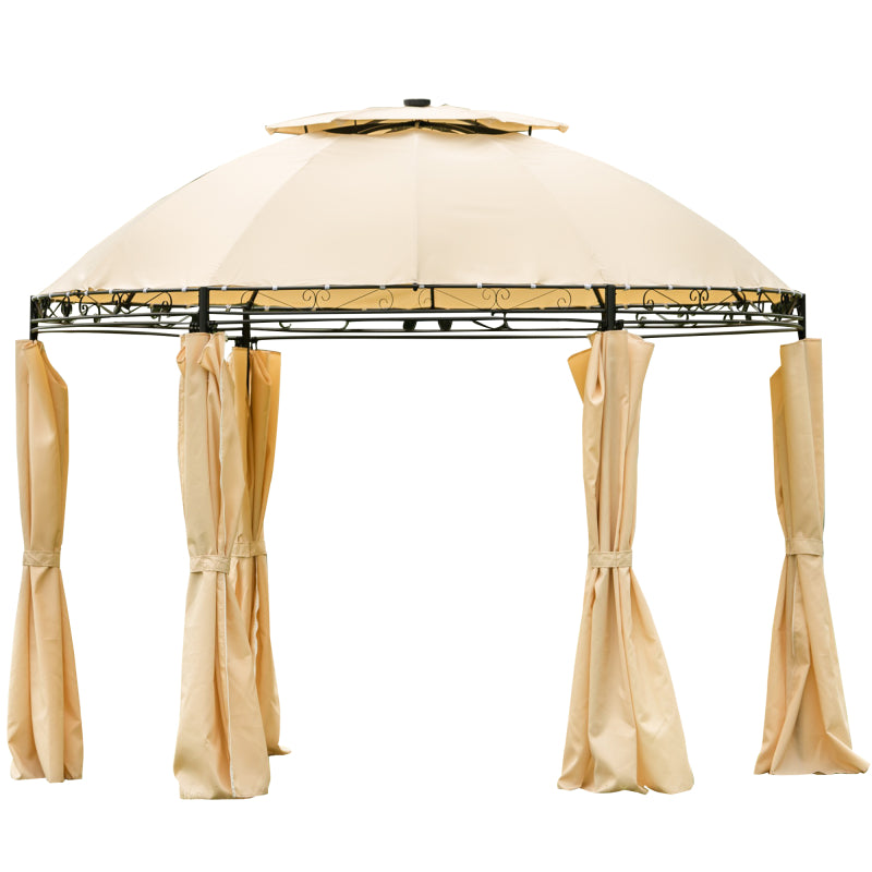 [KGORGE Plus] Outdoor Gazebo Steel Fabric Round Soft Top Gazebo Outdoor Patio Dome Gazebo with Removable Curtains