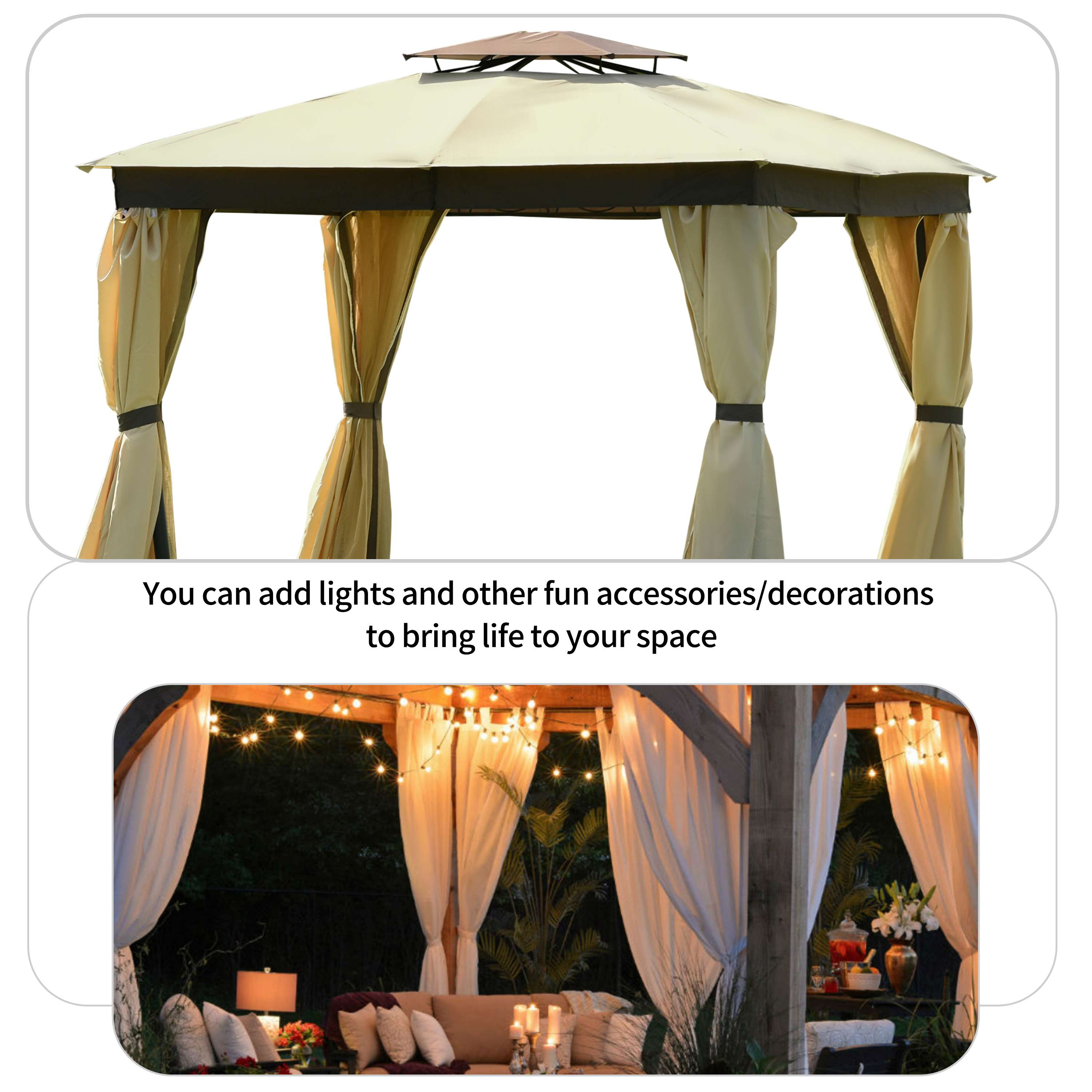[KGORGE Plus]10'x10' Gazebo Canopy Soft Top Outdoor Patio Gazebo Tent Garden Canopy for Your Yard, Patio, Garden, Outdoor or Party