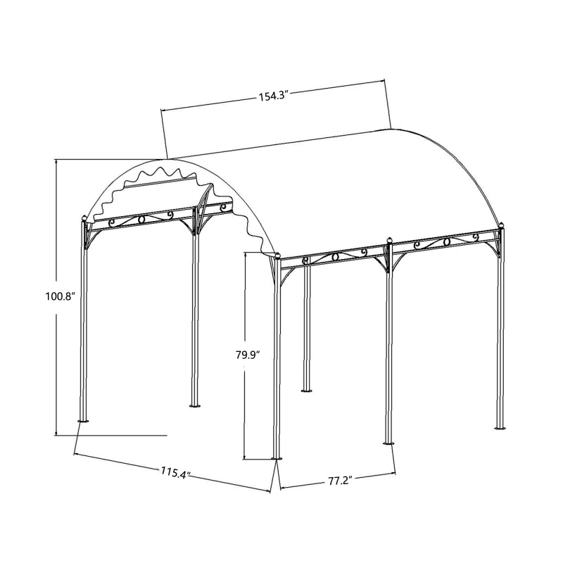 [KGORGE Plus] L13ftxW10ft Outdoor Patio Iron Carport Shelter Garage Tent, Garden Storage Shed with Anchor
