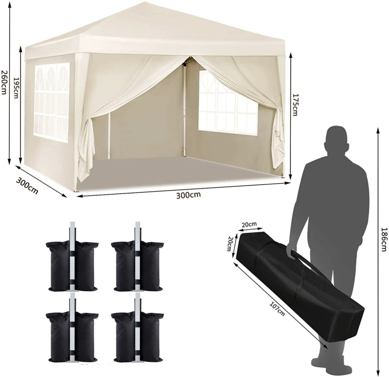 [KGORGE Plus]10x10 Pop Up Canopy Outdoor Portable Party Folding Tent with 4 Removable Sidewalls + Carry Bag + 4PCS Weight Bag