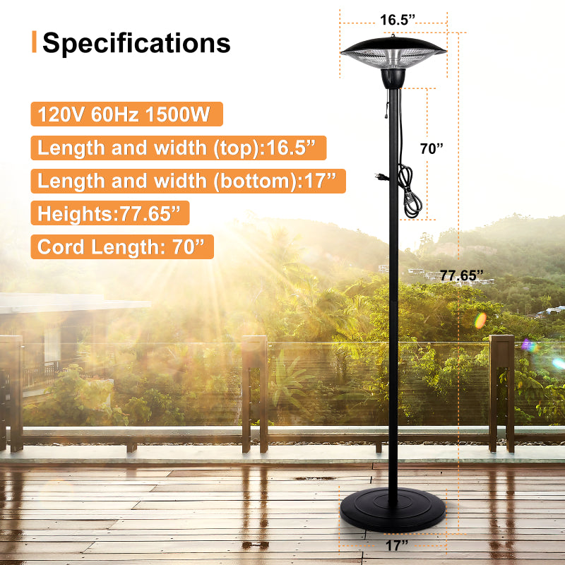 [KGORGE Plus] 77.65" * 17"* 16.5" 1500W Outdoor Patio Electric Heater, Infrared Heater for Patios and Camping