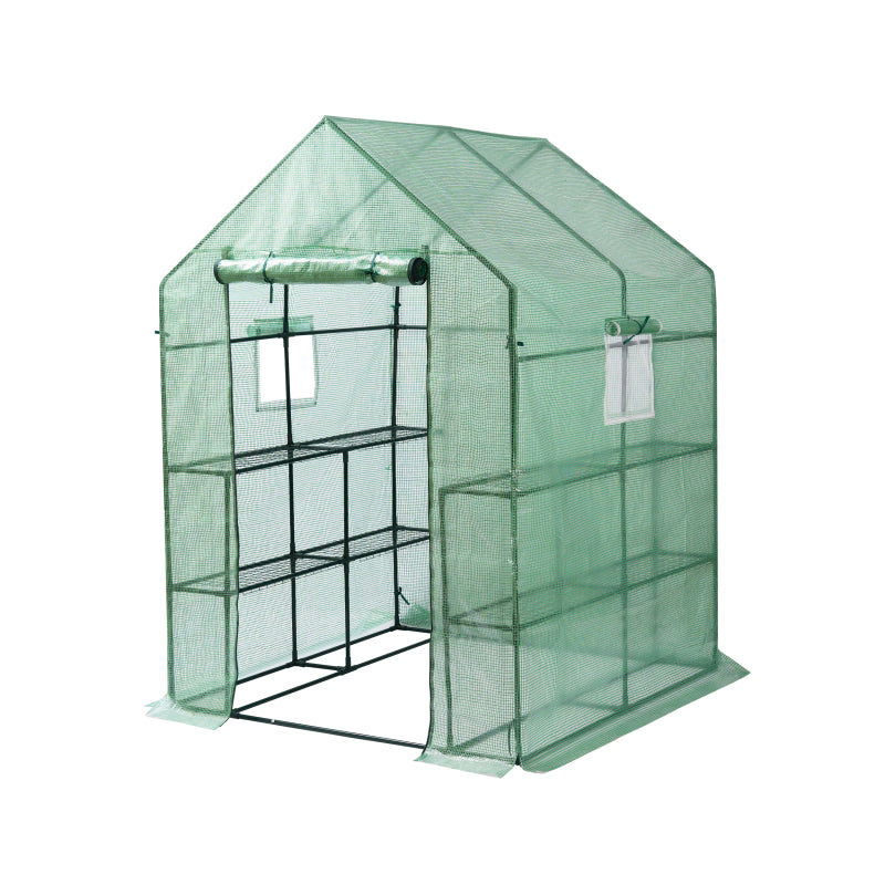 [KGORGE Plus] 56" W x 56" D x 76" H Outdoor Green House ,Walk-in Plant Gardening Greenhouse With 2 Tiers 8 Shelves