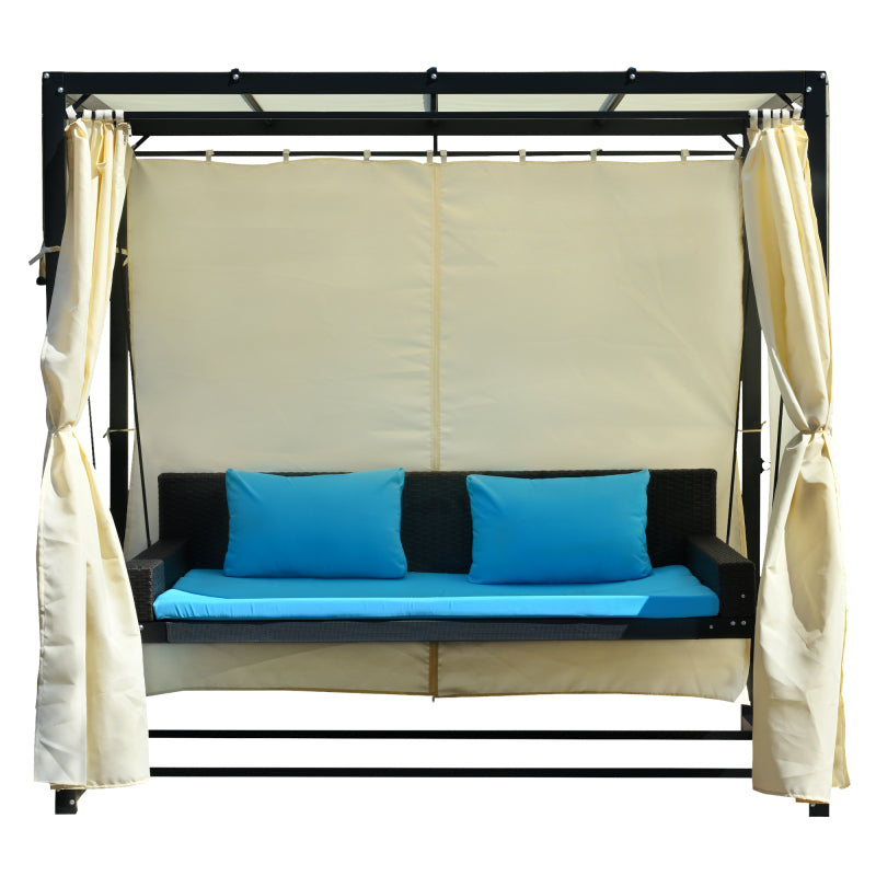 [KGORGE Plus]2-3 People Outdoor Swing Bed,Adjustable Curtains,Suitable For Balconies, Gardens And Other Places
