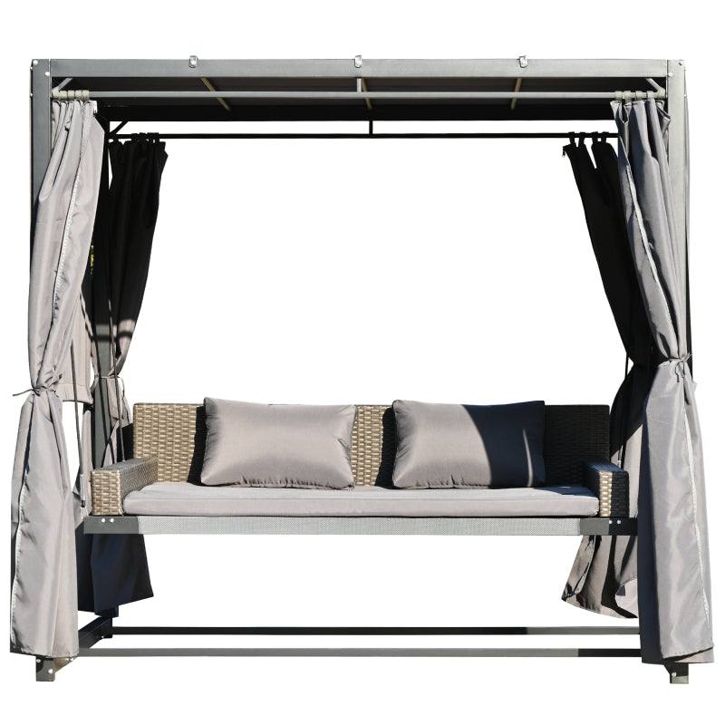 [KGORGE Plus]2-3 People Outdoor Swing Bed,Adjustable Curtains,Suitable For Balconies, Gardens And Other Places