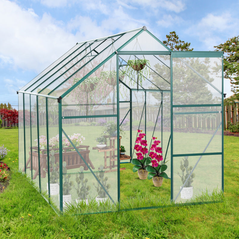 [KGORGE Plus] 6ftX10ft Polycarbonate Greenhouse Raised Base and Anchor Aluminum Heavy Duty Walk-in Greenhouses for Outdoor Backyard in All Season