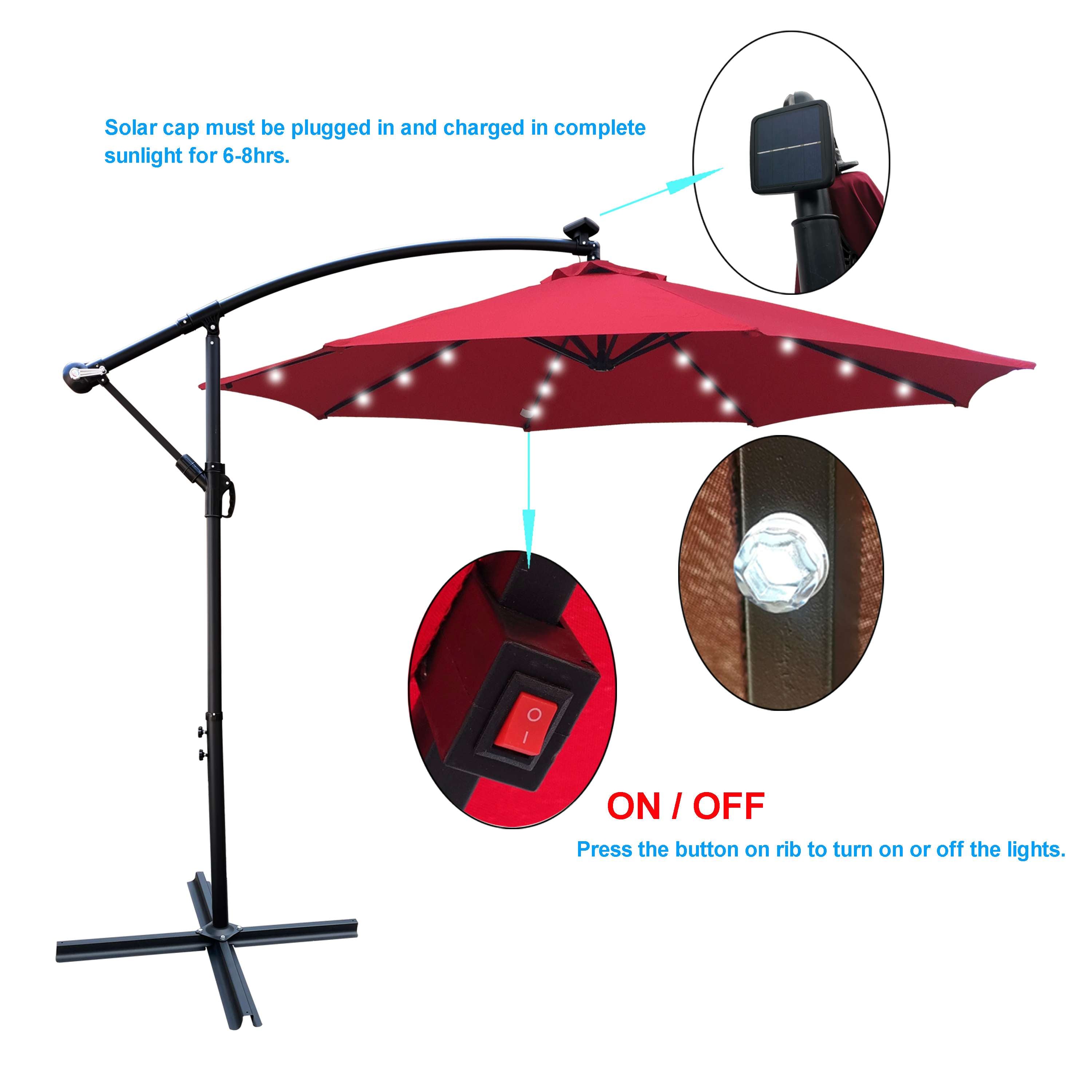 [KGORGE Plus] 10 ft Outdoor Patio Umbrella Solar Powered LED Lighted for Garden Backyard Pool