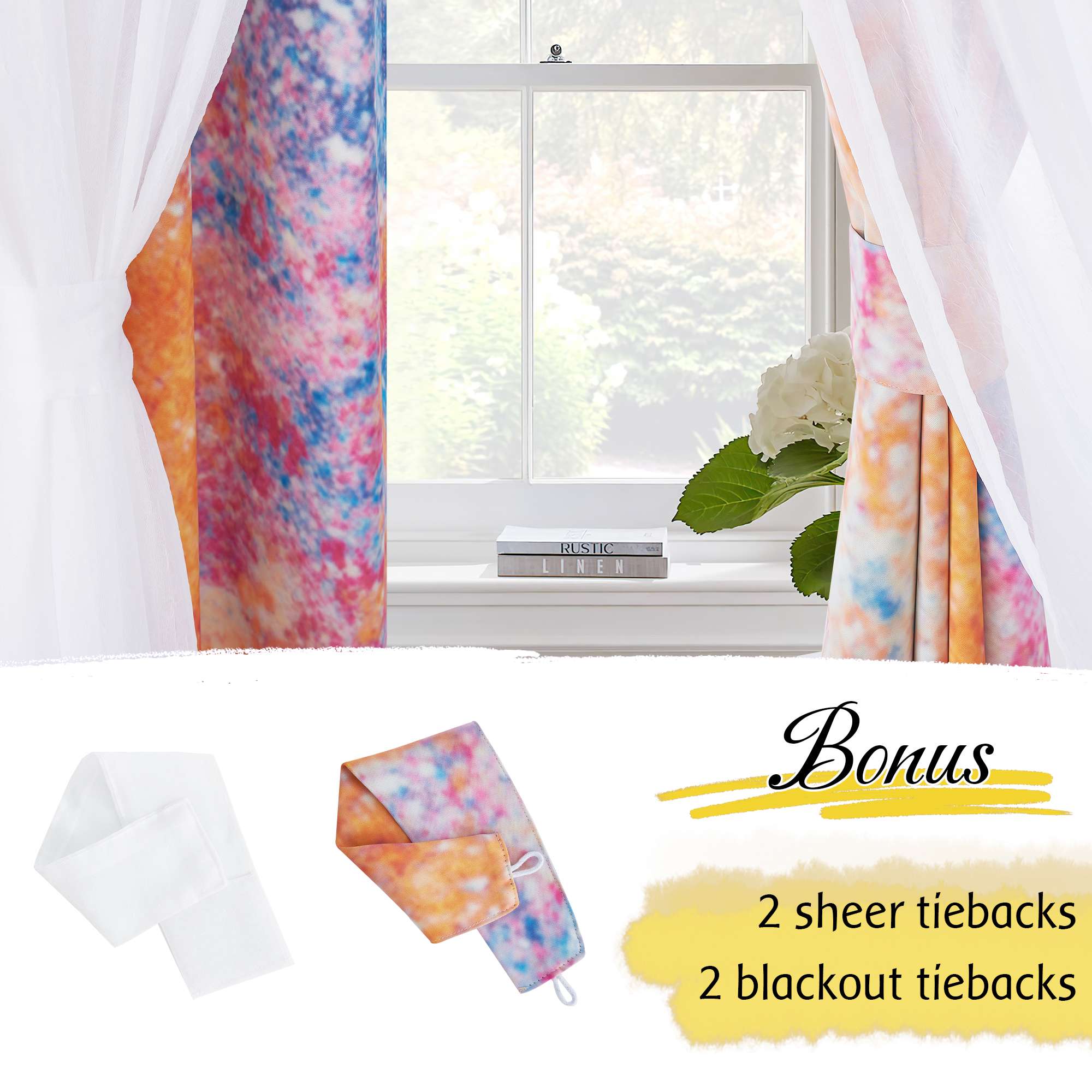 Double Layers Gradient Ombre Blackout Curtains With White Sheer Princess Curtains for Nursery 2 Panels
