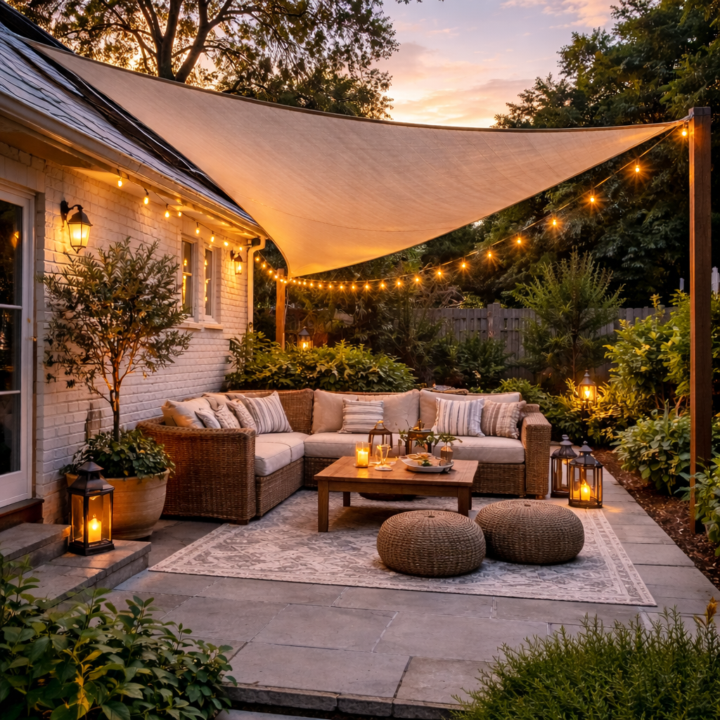 Opaque Privacy Protection Outdoor Waterproof Sun Shade Sail Canopy Triangle UV Block for Patio