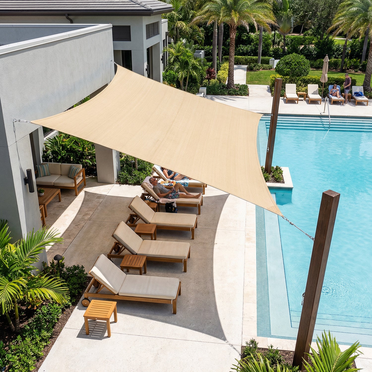 Large Size Sun Shade Sail Heavy Duty Durable Fabric Cloth Waterproof Awning Canopy for Patio and Garden