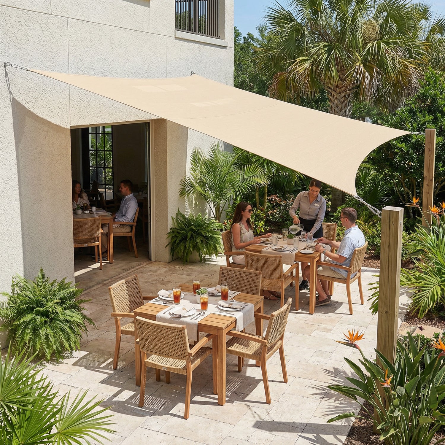 Large Size Sun Shade Sail Heavy Duty Durable Fabric Cloth Waterproof Awning Canopy for Patio and Garden