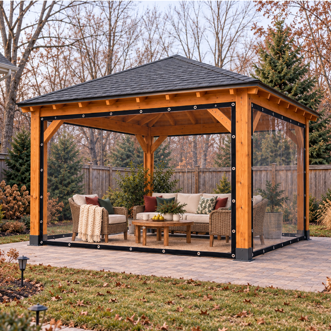 12mil Clear PVC Waterproof Patio Enclosure Curtains with Grommets