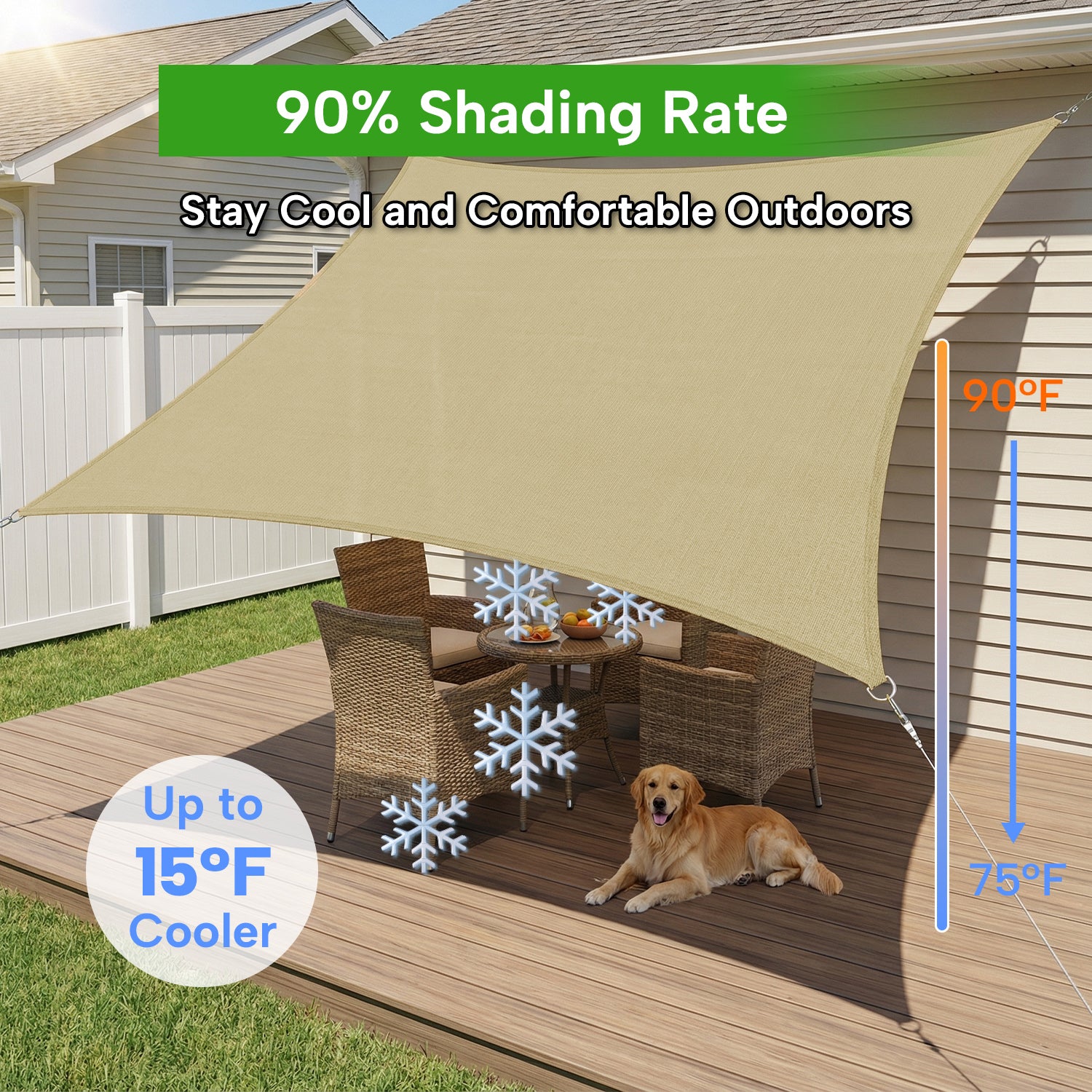 Outdoor Waterproof Rectangle Sun Shade Sail for Patio/Pool