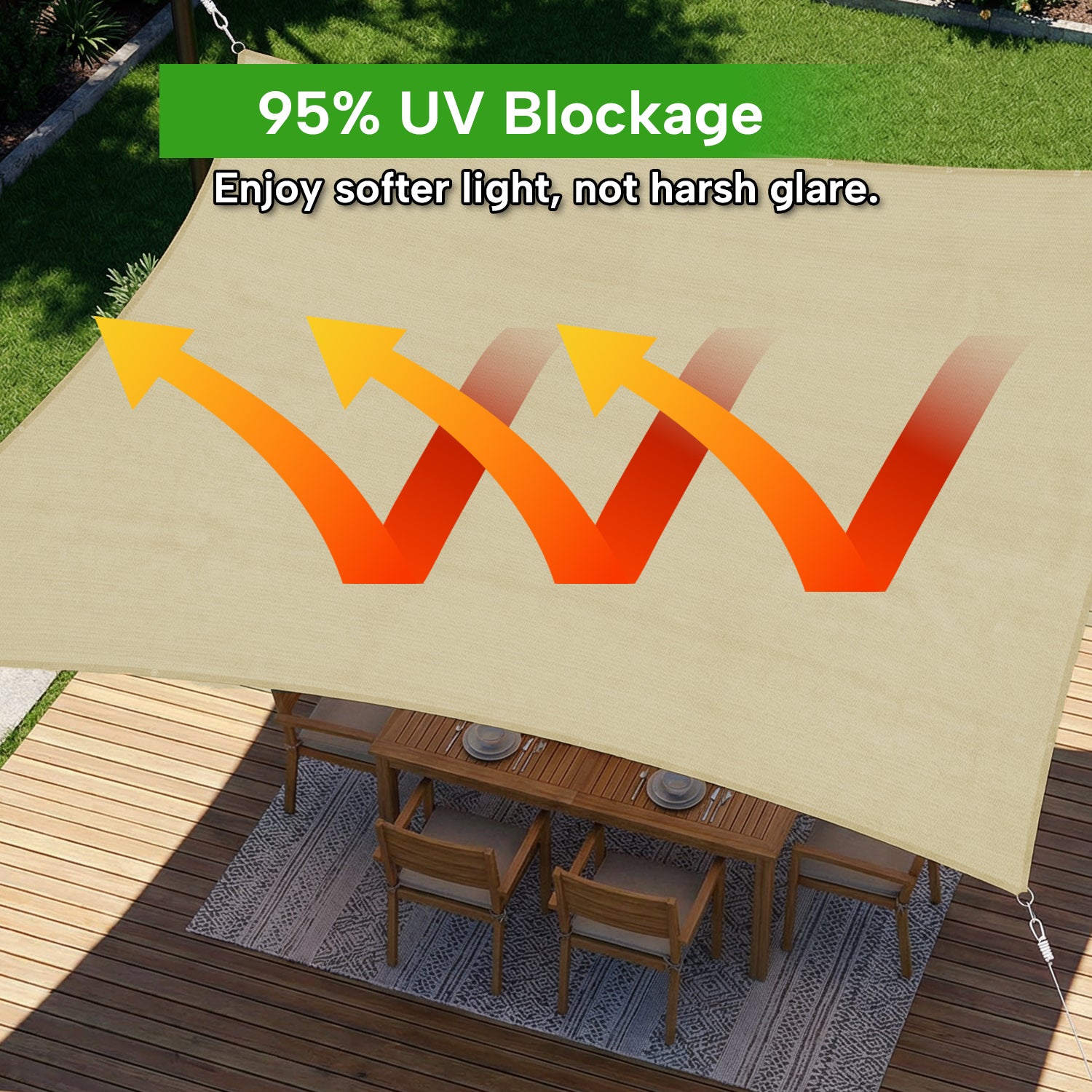 Outdoor Waterproof Rectangle Sun Shade Sail for Patio/Pool