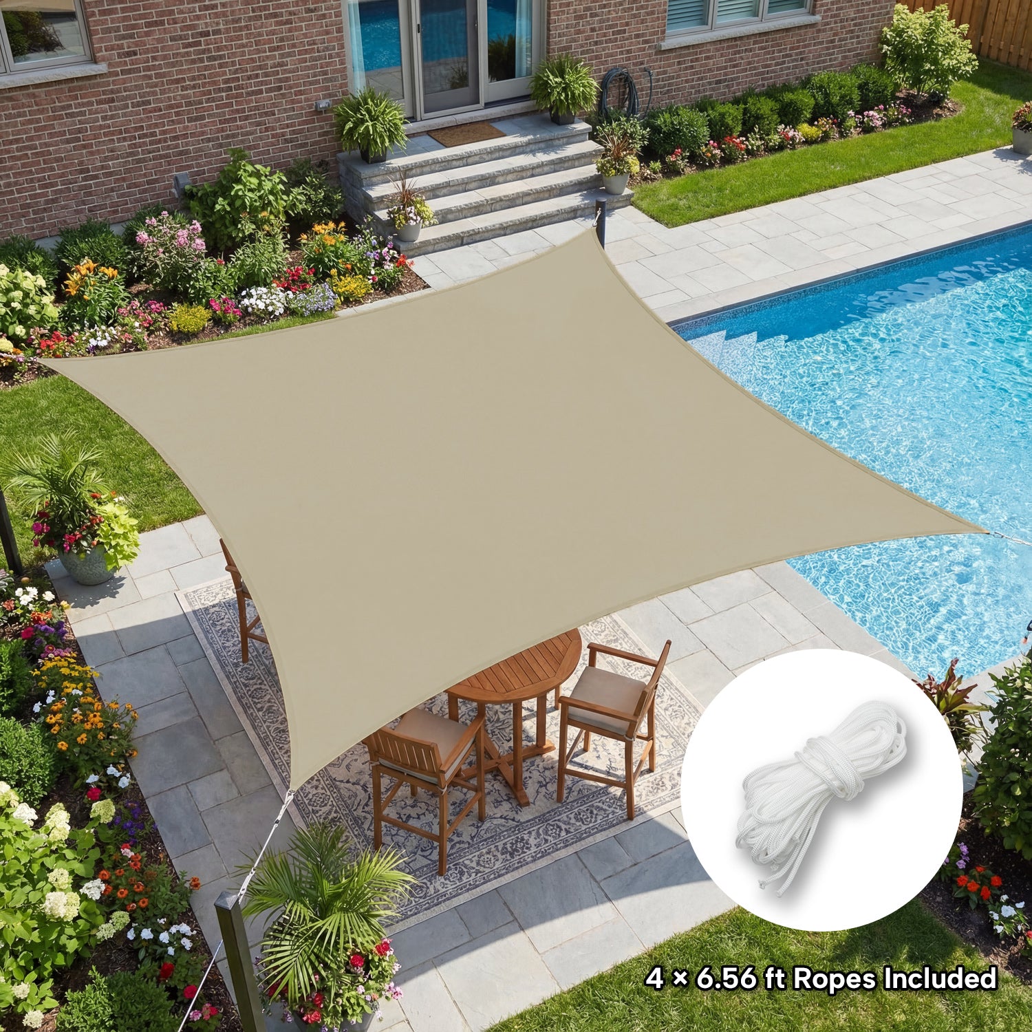 Outdoor Waterproof Rectangle Sun Shade Sail for Patio/Pool
