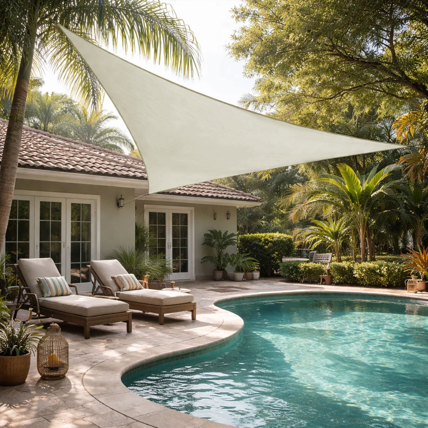 Opaque Privacy Protection Outdoor Waterproof Sun Shade Sail Canopy Triangle UV Block for Patio