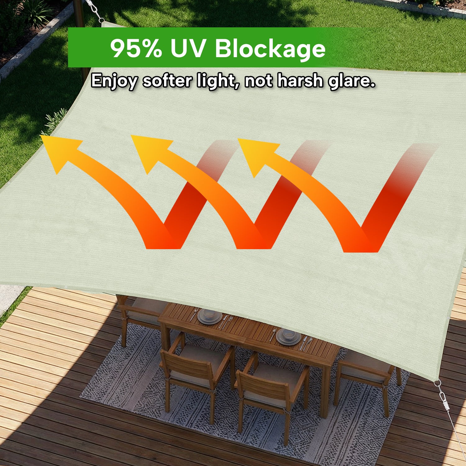 Outdoor Waterproof Rectangle Sun Shade Sail for Patio/Pool