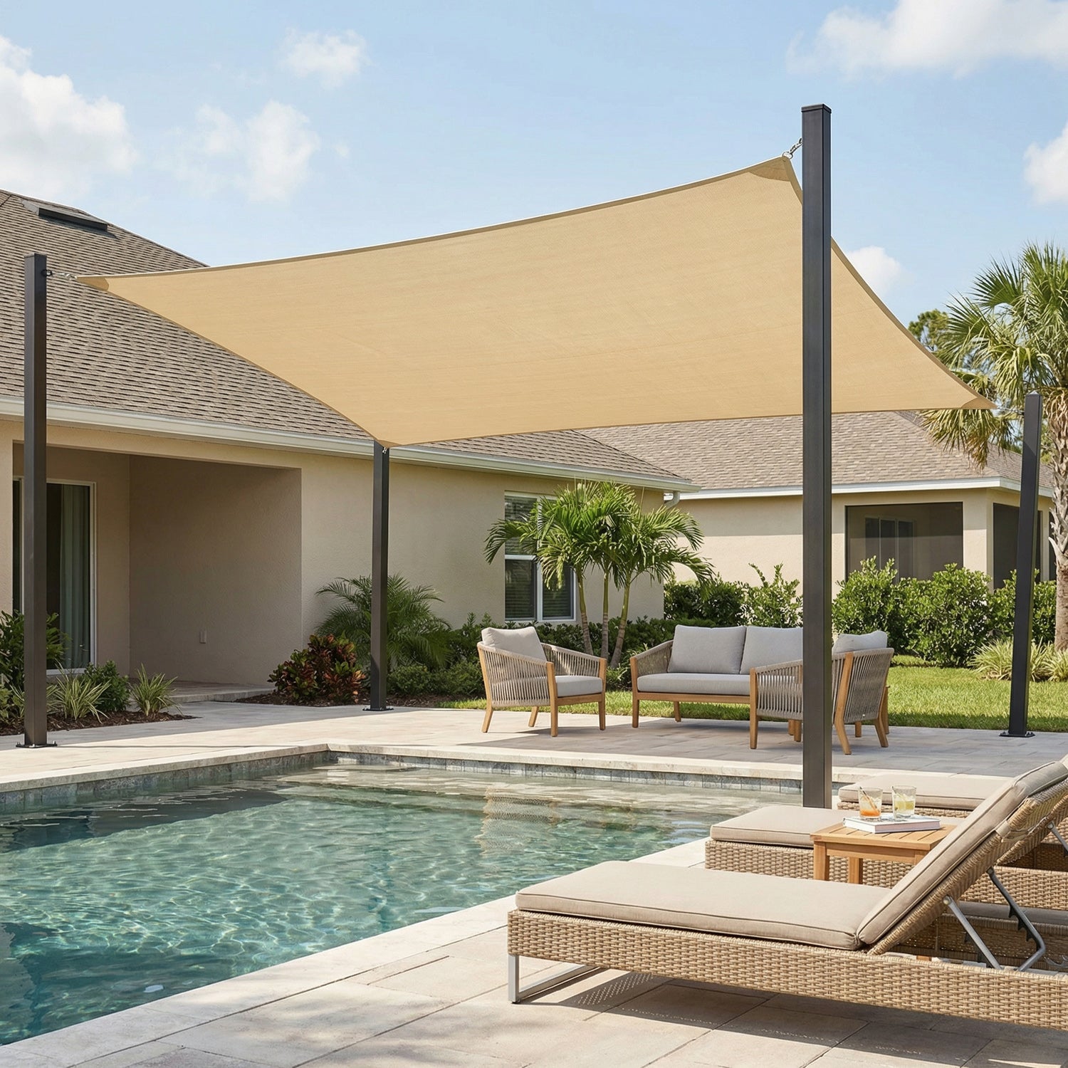 Outdoor Waterproof Sun Shade Sail Opaque Privacy Protection Canopy for Patio,Garden, Backyard Lawn