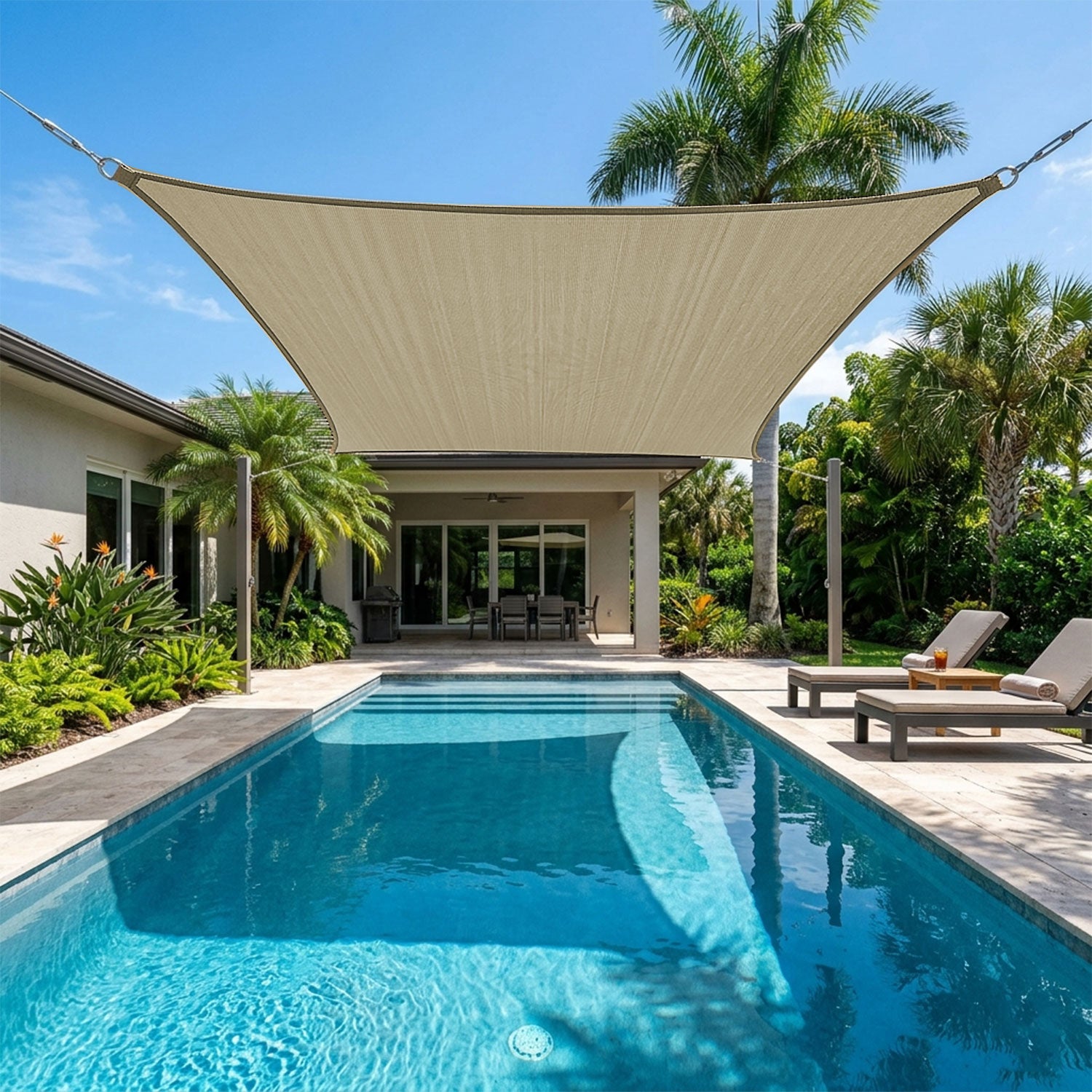 Outdoor Waterproof Sun Shade Sail Opaque Privacy Protection Canopy for Patio,Garden, Backyard Lawn