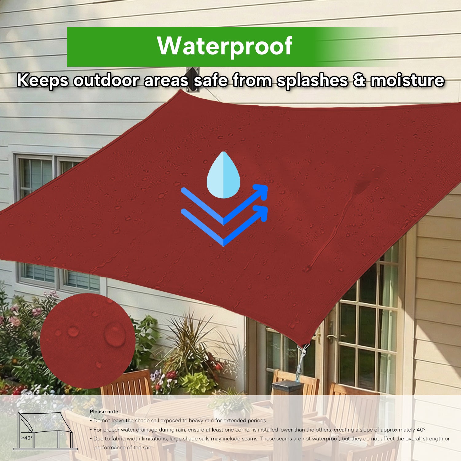 Outdoor Waterproof Rectangle Sun Shade Sail for Patio/Pool