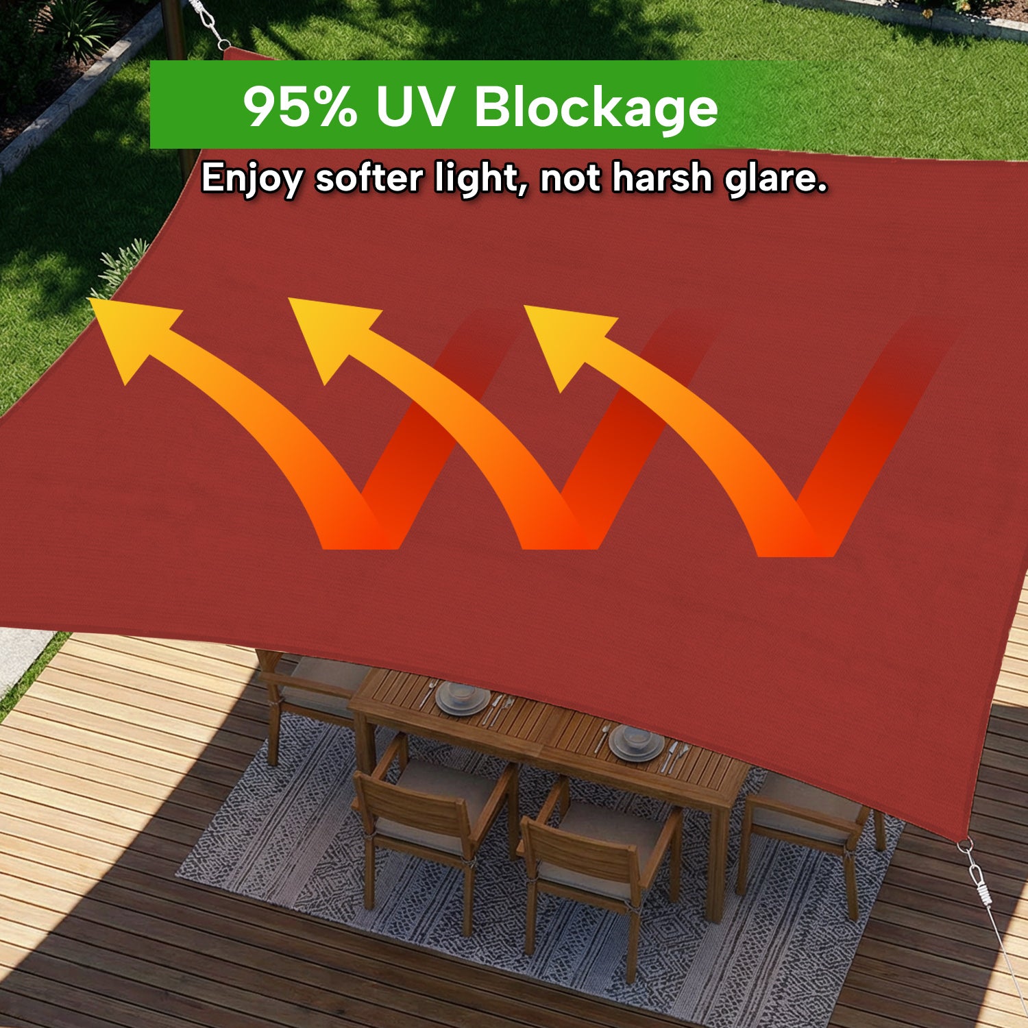 Outdoor Waterproof Rectangle Sun Shade Sail for Patio/Pool