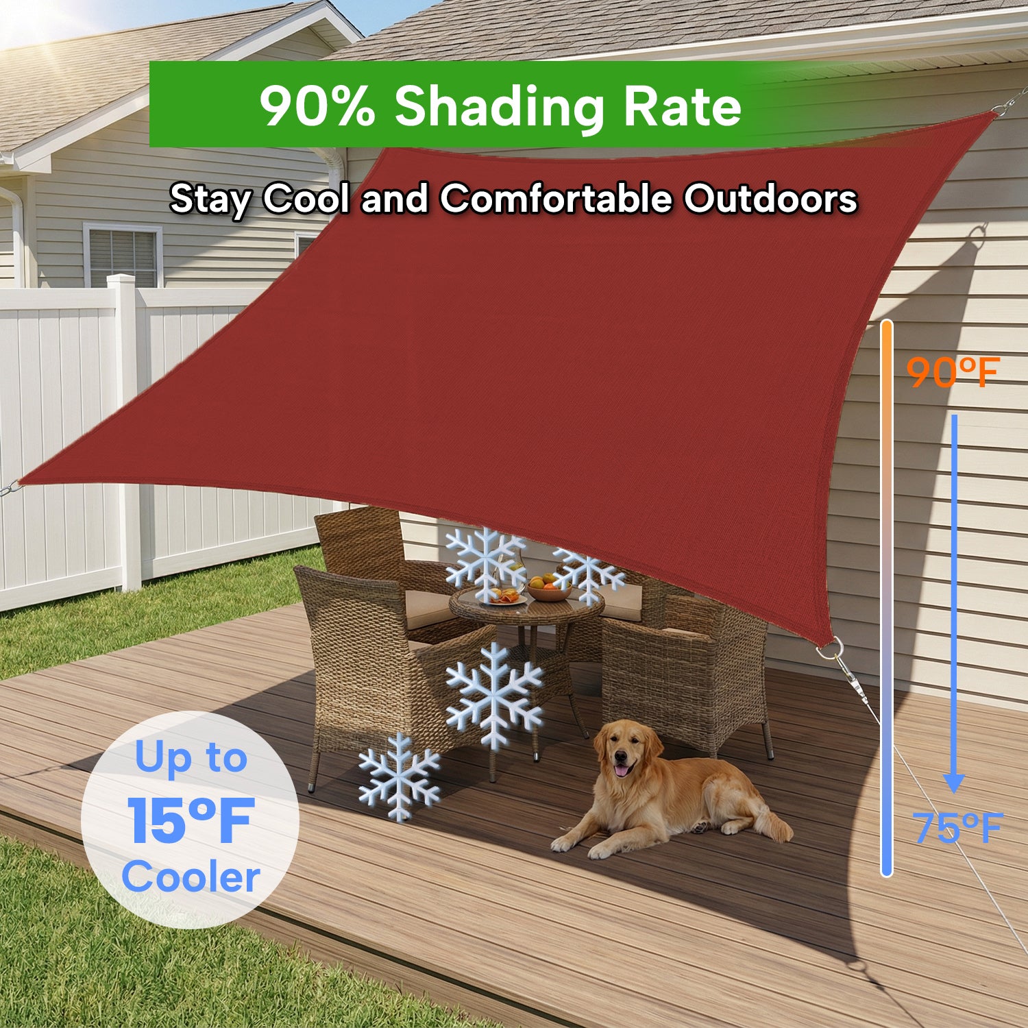 Outdoor Waterproof Rectangle Sun Shade Sail for Patio/Pool