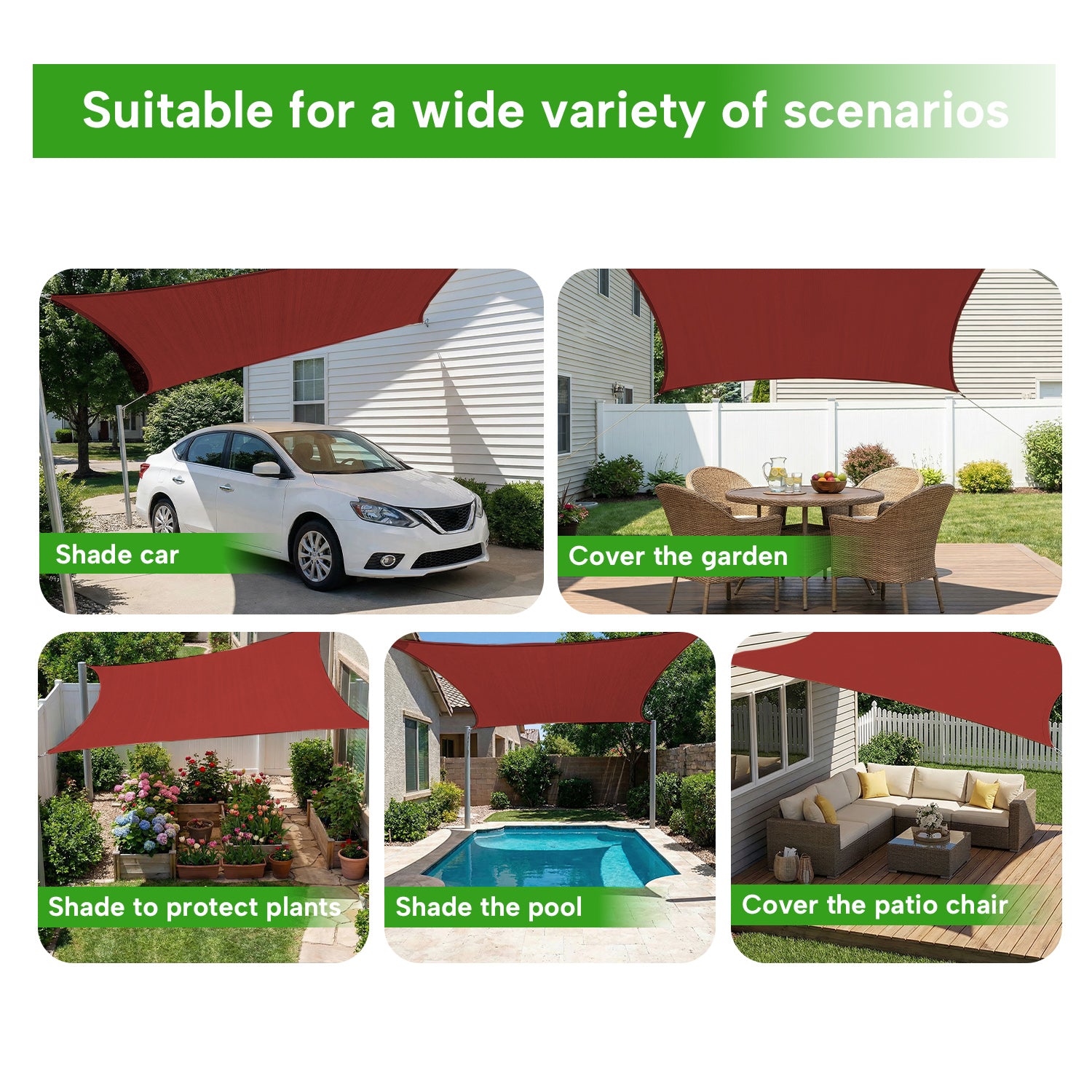 Outdoor Waterproof Rectangle Sun Shade Sail for Patio/Pool