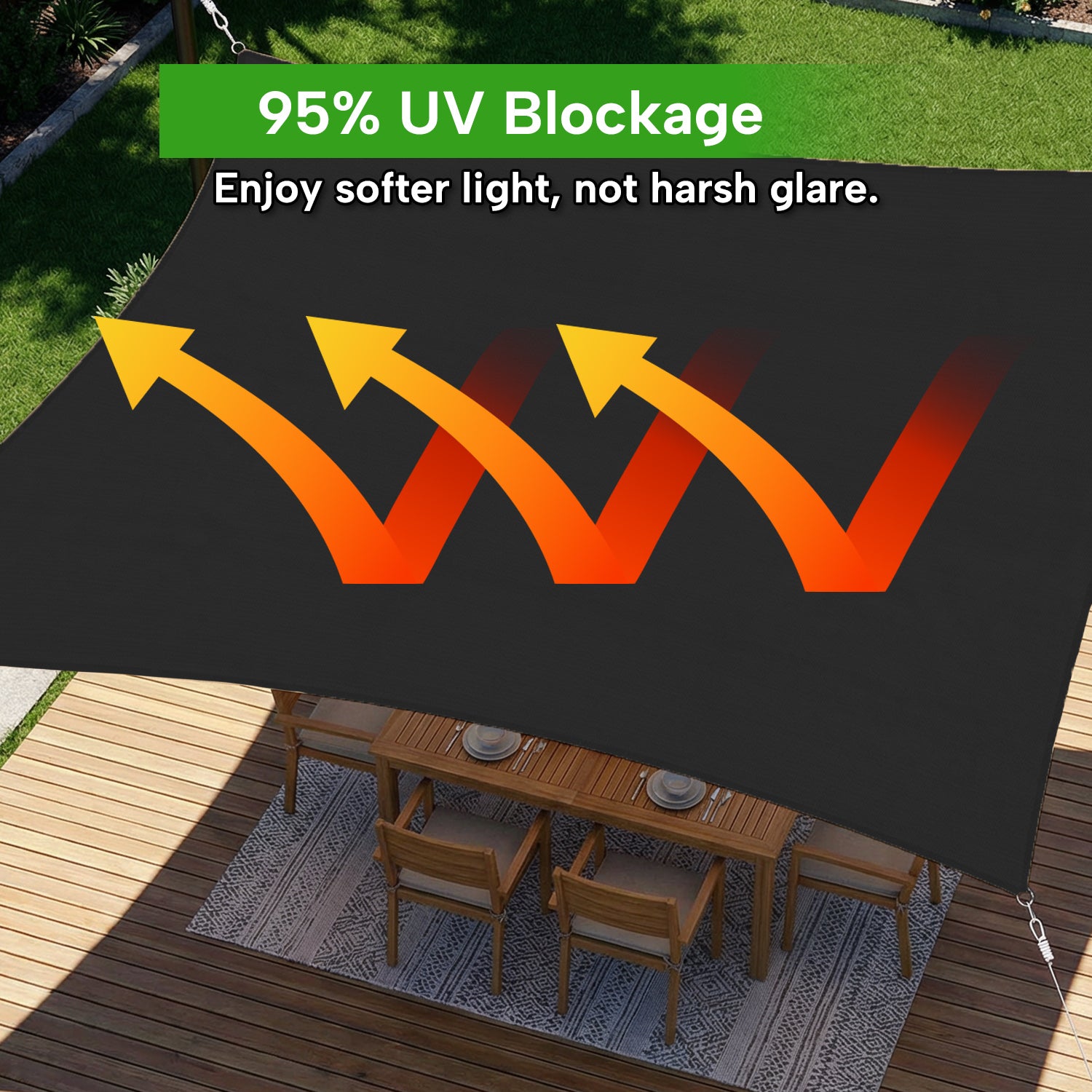 Outdoor Waterproof Rectangle Sun Shade Sail for Patio/Pool