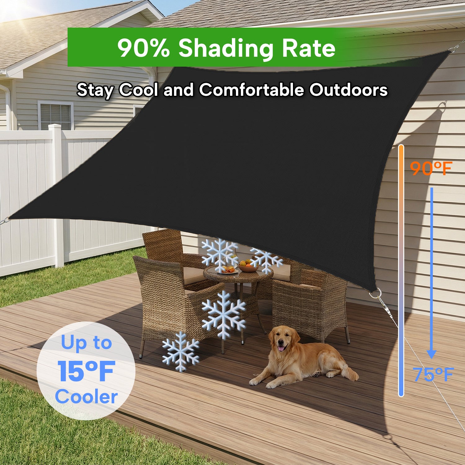 Outdoor Waterproof Rectangle Sun Shade Sail for Patio/Pool