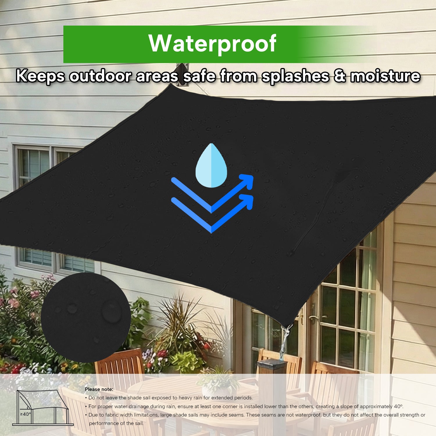 Outdoor Waterproof Rectangle Sun Shade Sail for Patio/Pool