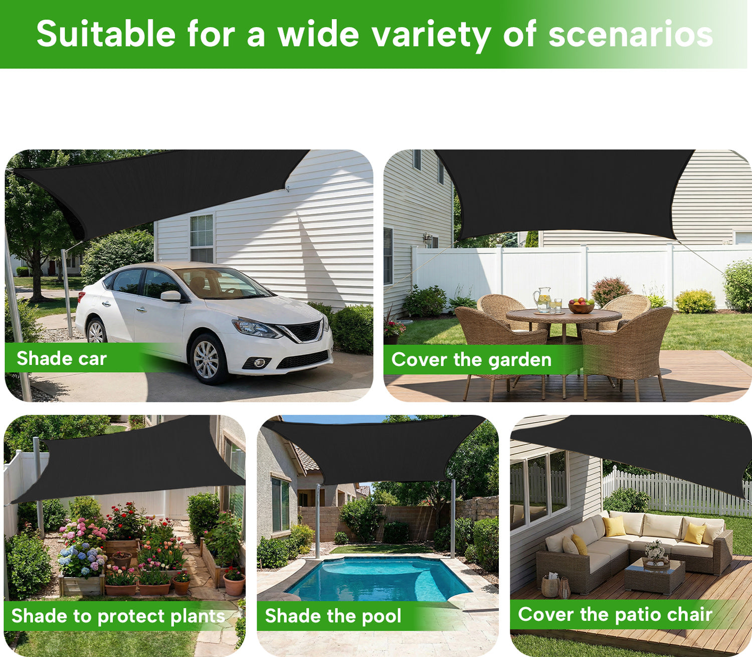 Outdoor Waterproof Rectangle Sun Shade Sail for Patio/Pool