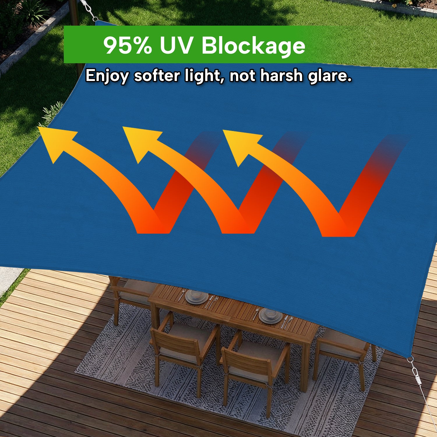 Outdoor Waterproof Rectangle Sun Shade Sail for Patio/Pool