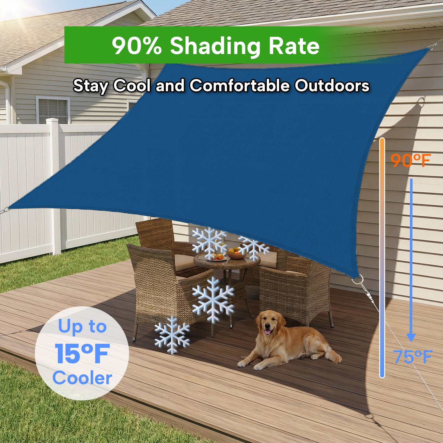 Outdoor Waterproof Rectangle Sun Shade Sail for Patio/Pool