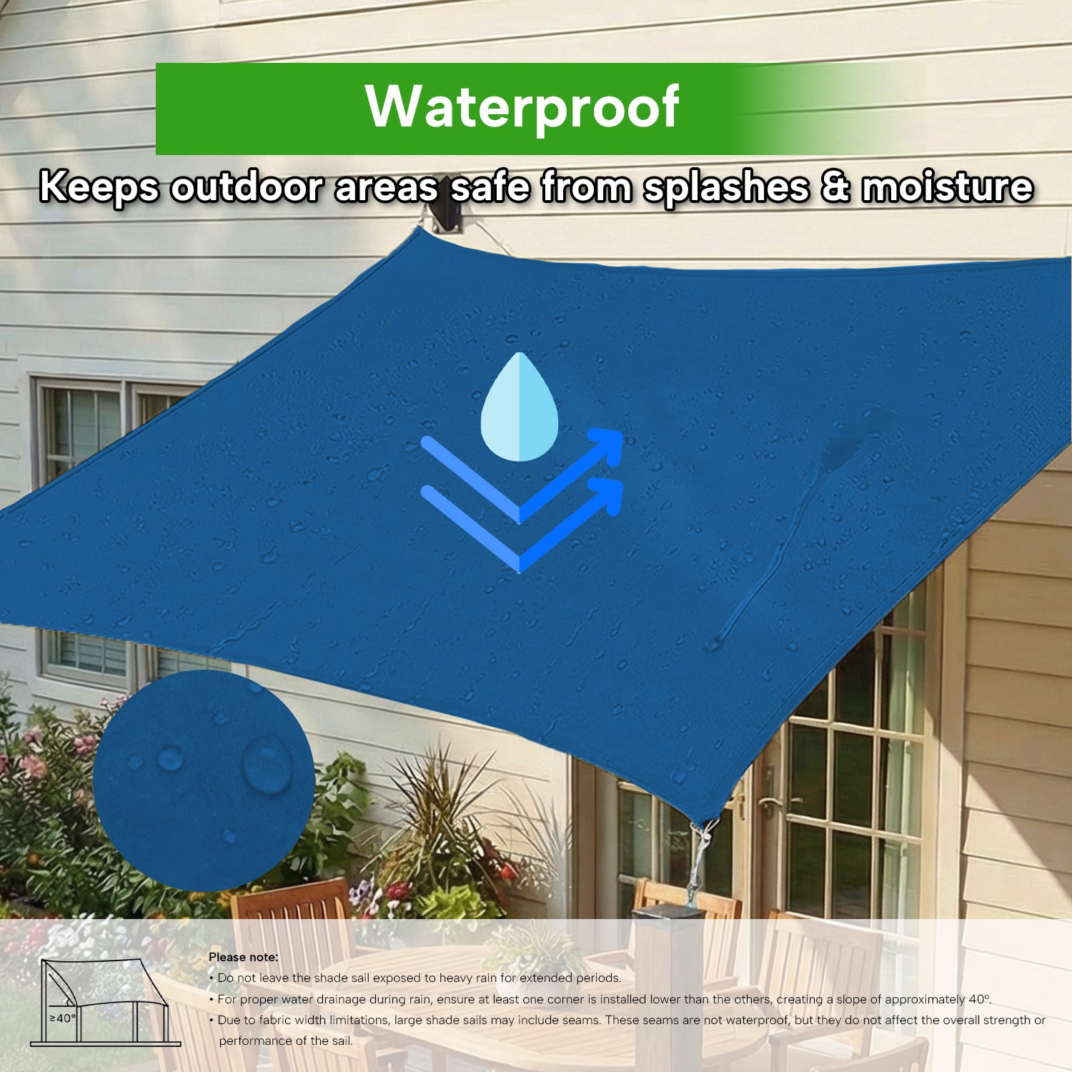 Outdoor Waterproof Rectangle Sun Shade Sail for Patio/Pool