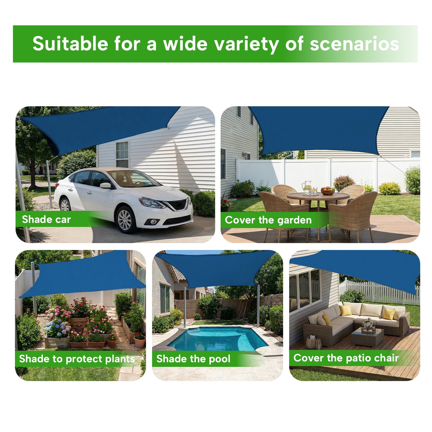 Outdoor Waterproof Rectangle Sun Shade Sail for Patio/Pool