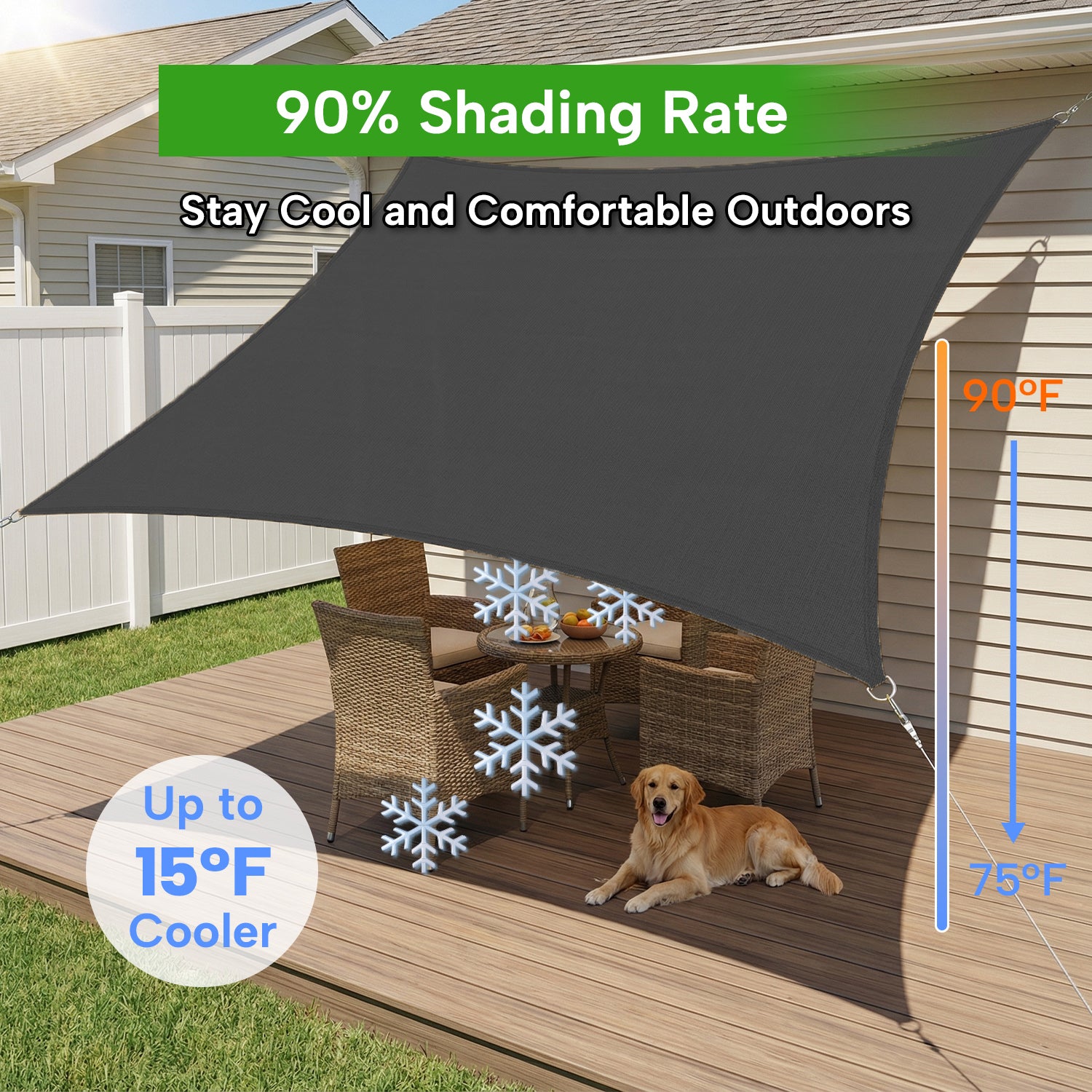 Outdoor Waterproof Rectangle Sun Shade Sail for Patio/Pool