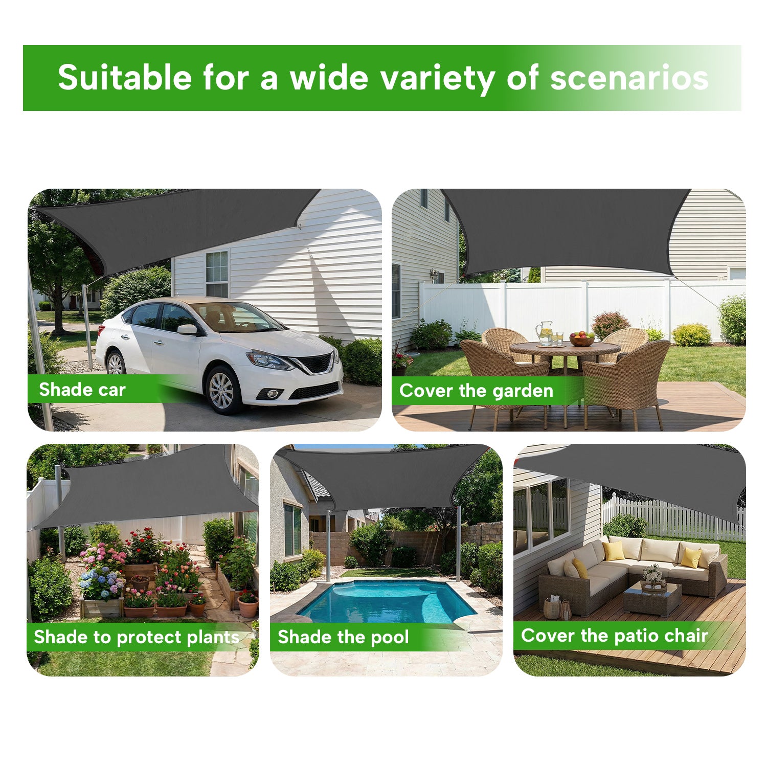 Outdoor Waterproof Rectangle Sun Shade Sail for Patio/Pool