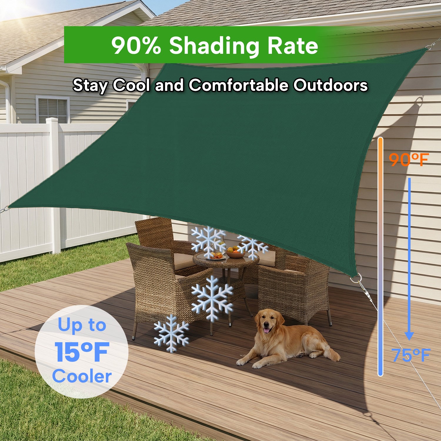 Outdoor Waterproof Rectangle Sun Shade Sail for Patio/Pool