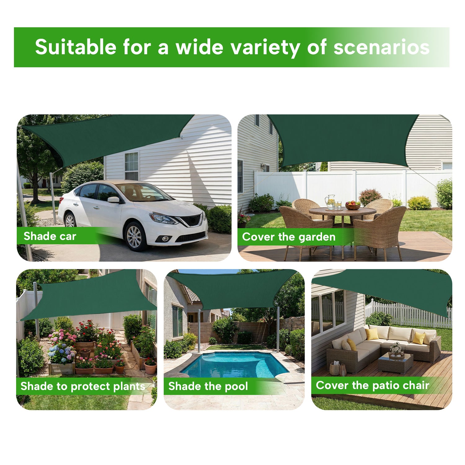 Outdoor Waterproof Rectangle Sun Shade Sail for Patio/Pool