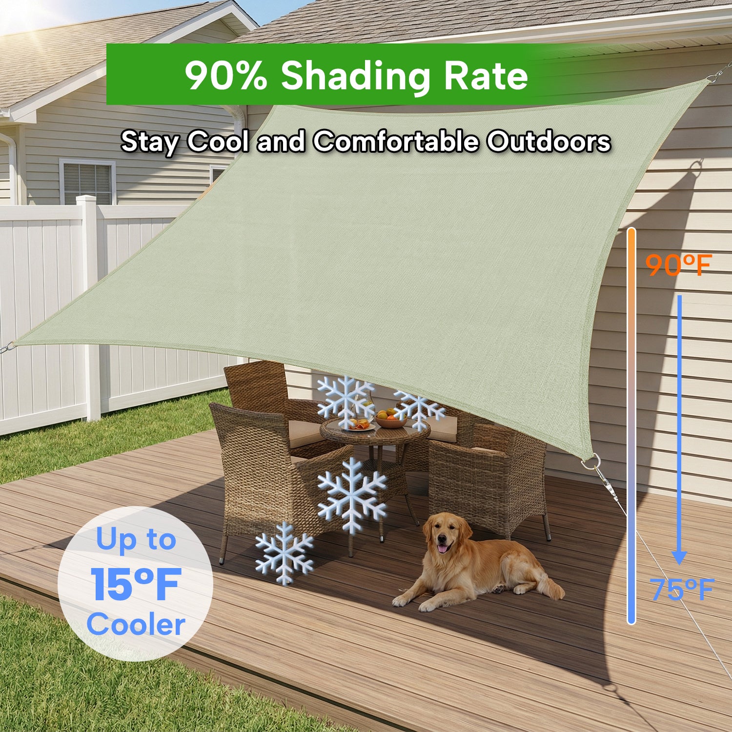 Outdoor Waterproof Rectangle Sun Shade Sail for Patio/Pool