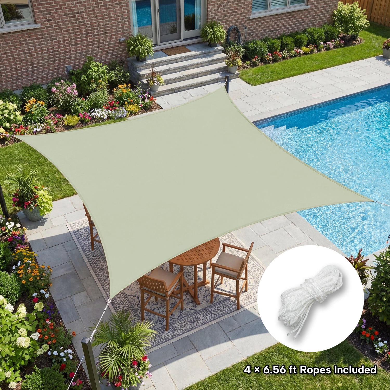 Outdoor Waterproof Rectangle Sun Shade Sail for Patio/Pool