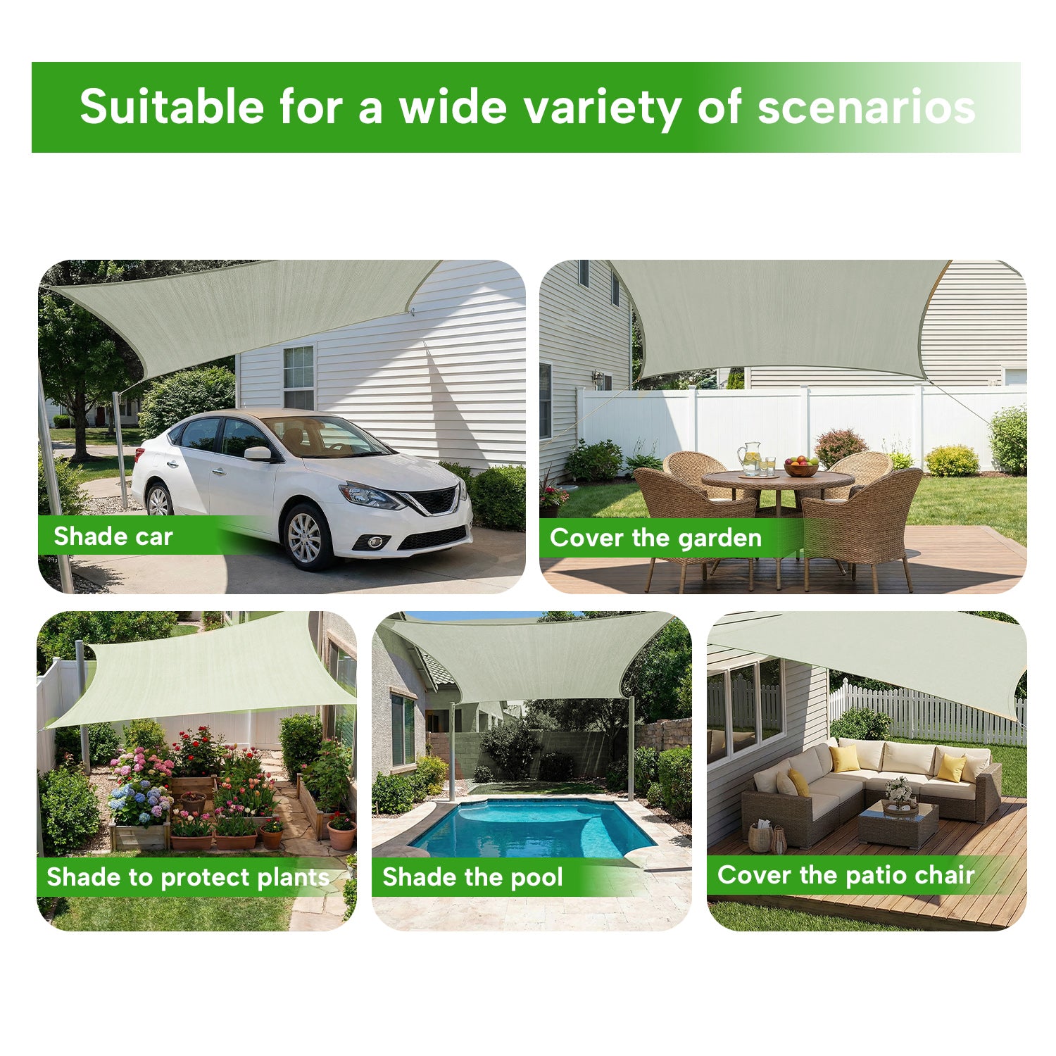 Outdoor Waterproof Rectangle Sun Shade Sail for Patio/Pool