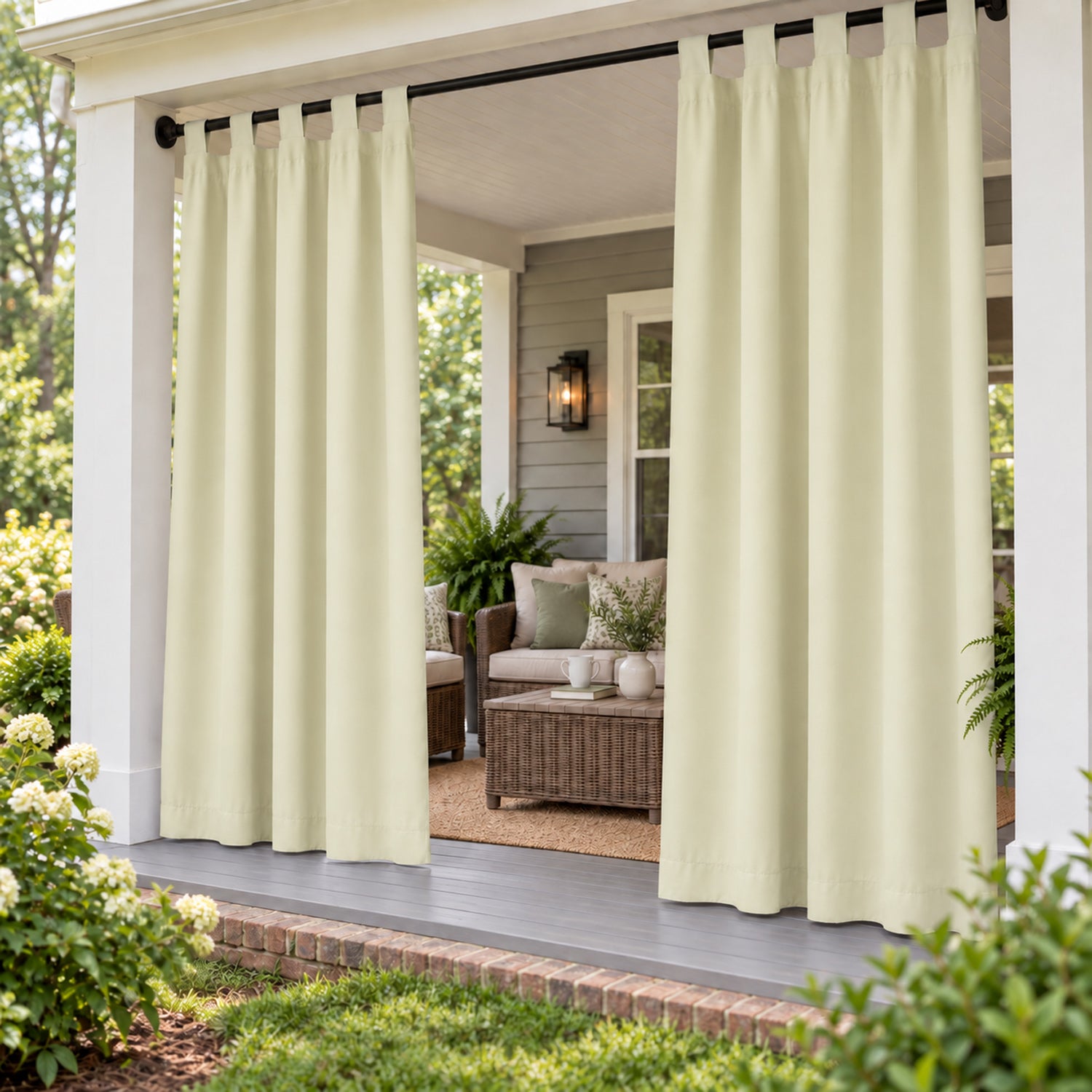 Porch Deck Waterproof Tab Top Outdoor Curtains 1 Panel