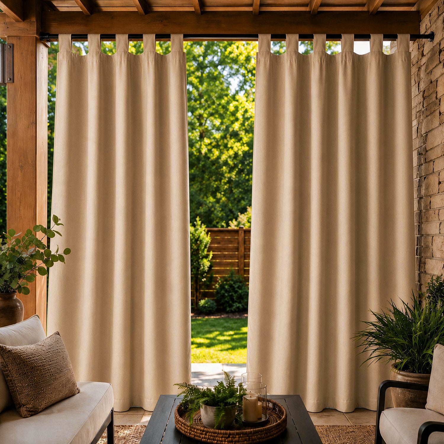 Porch Deck Waterproof Tab Top Outdoor Curtains 1 Panel | Outdoor Standard