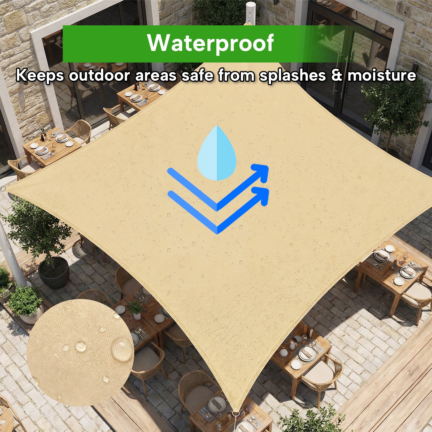 Outdoor Waterproof Rectangle Sun Shade Sail for Patio/Pool