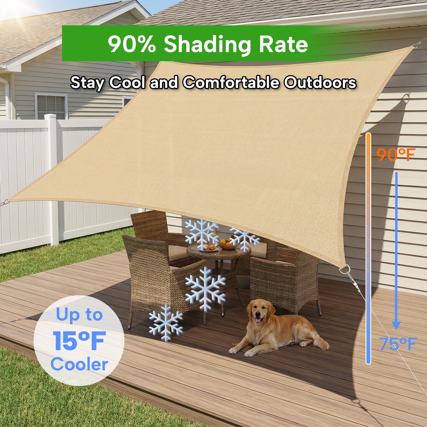 Outdoor Waterproof Rectangle Sun Shade Sail for Patio/Pool