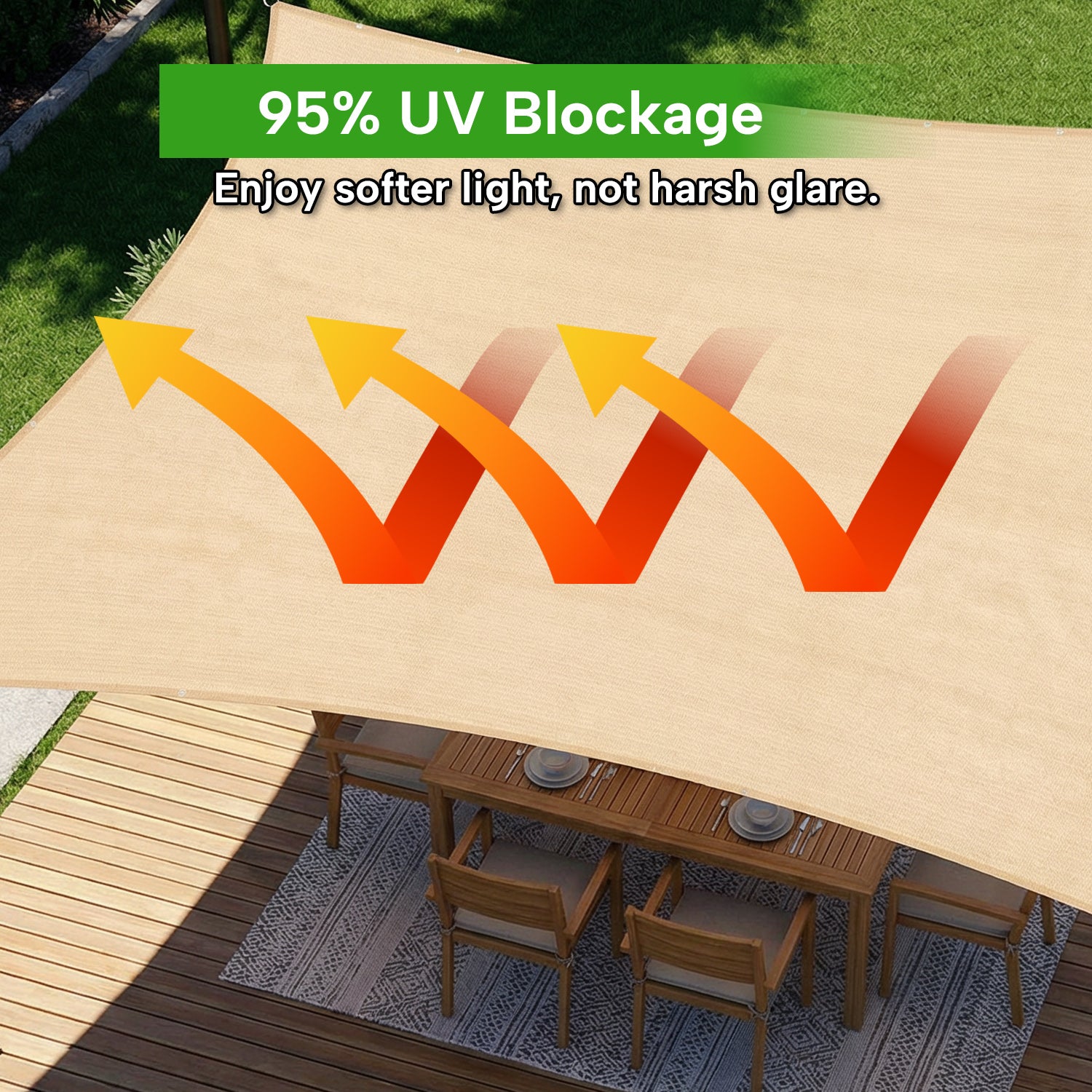 Outdoor Waterproof Rectangle Sun Shade Sail for Patio/Pool